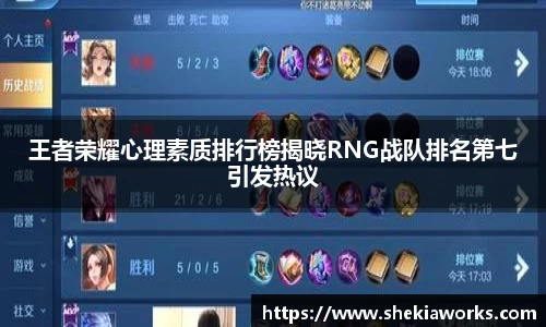 王者荣耀心理素质排行榜揭晓RNG战队排名第七引发热议