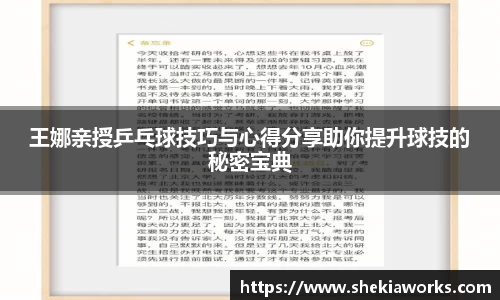 王娜亲授乒乓球技巧与心得分享助你提升球技的秘密宝典